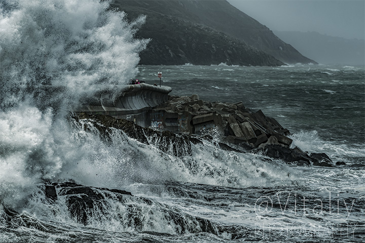 Greystones and Bray Head at the Storm. Irish scenery photography.