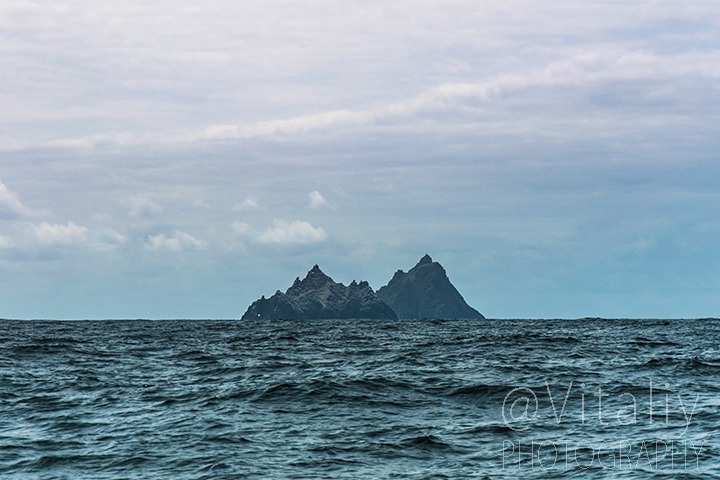 Skellig Islands as seen from the sea. Irish scenery photography.